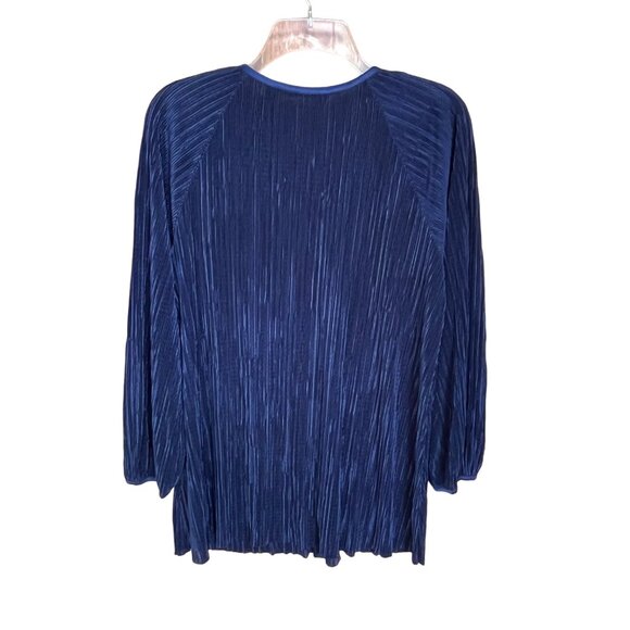 H by Halston Womens Two-Piece Navy Blue Micro Pleat Lounge Pants Set Size Medium - Picture 3 of 9